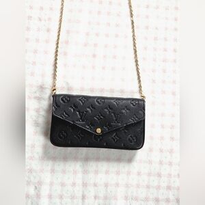 Louis Vuitton Félicie Pochette – Black Empreinte Leather, 100% Authentic